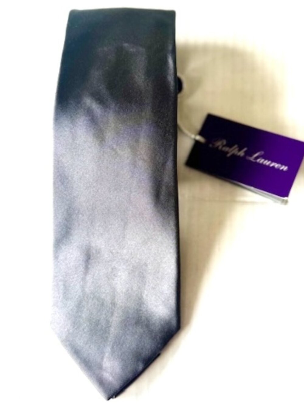 Ralph Laren Purple Label Solid Grey Silk Tie Luxury Minimalist Classic Formal